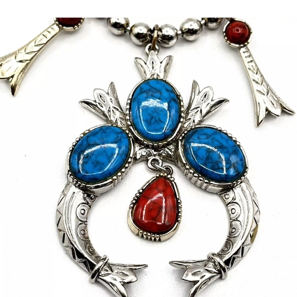 Vtg ART Arthur Pepper Squash Blossom Silver Tone Southwestern Necklace - Picture 5 of 5